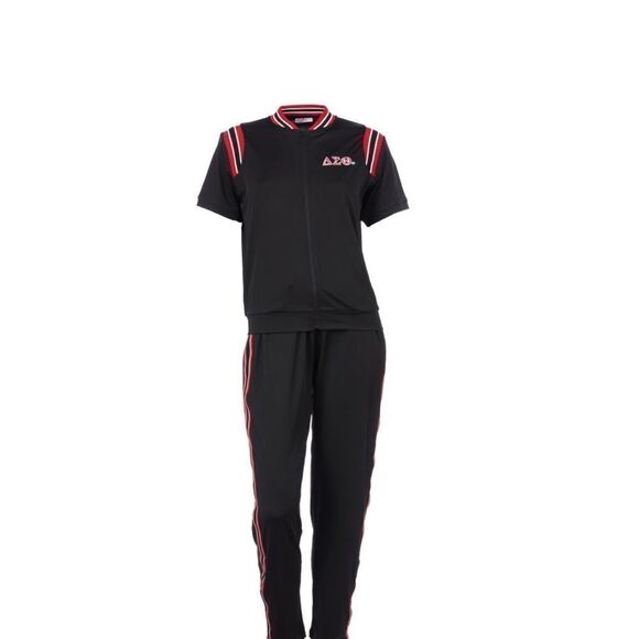 The Delta Box ΔΣθ Sorority Varsity TrackSuit Top in Black / Red XXXXL New - Picture 3 of 7